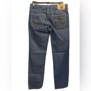 True Religion Blue Jeans with Gold Stitching